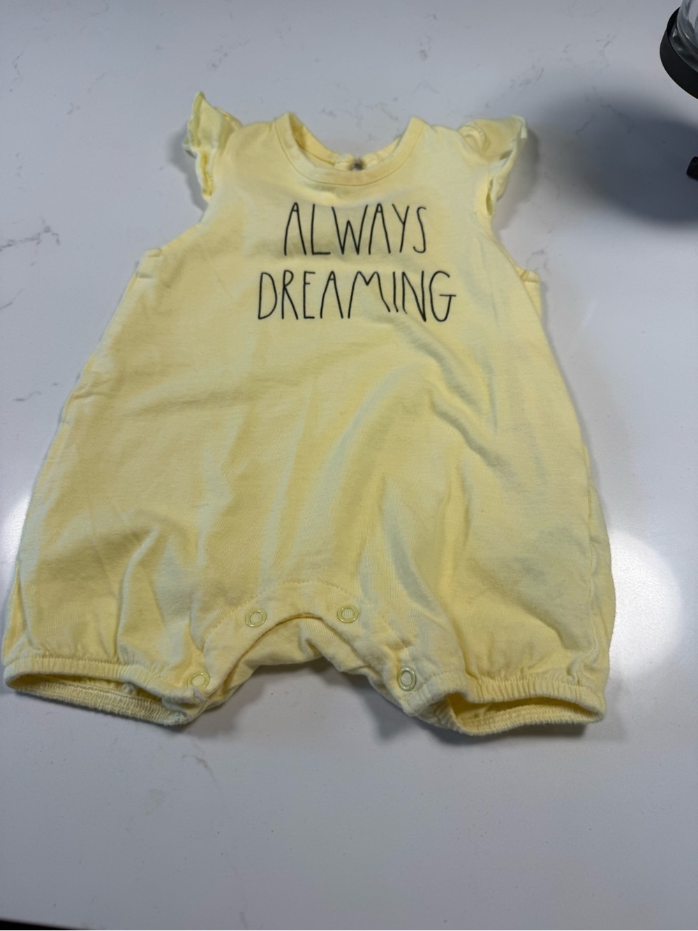 Rae Dunn Yellow "Always Dreaming" Baby One-Piece